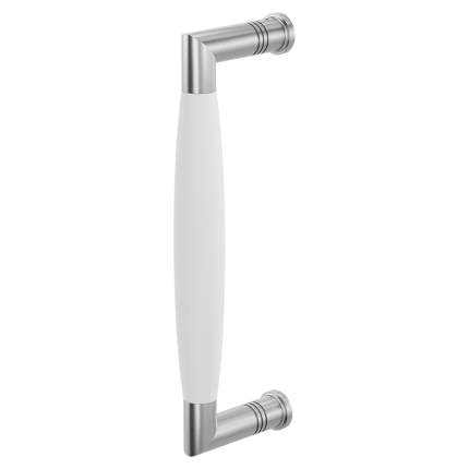 Deurgreep ton model Ika 207mm haaks nekje RVS geborsteld met wit