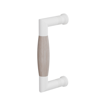 Deurgreep ton model Ika haaks nekje 130mm wit met eiken whitewash