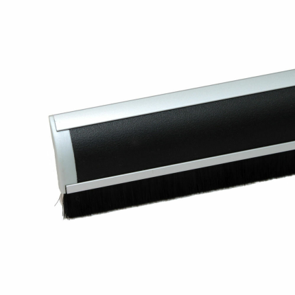 Door-line tochtstrip alu-zwart, afdichting met zwarte borstel, 950 mm