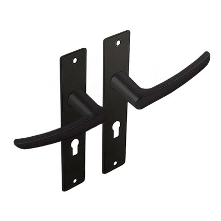 Dulimex zwart binnendeurbeslag klink/klink blokmodel op kortschild, PC55 set