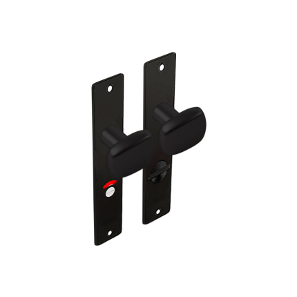 Dulimex zwart binnendeurbeslag knop/knop trapeziummodel op kortschild, WC63/8 set