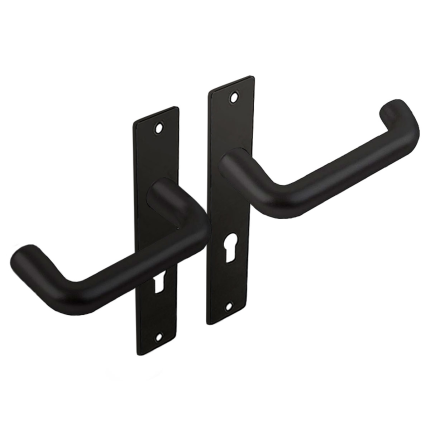 Dulimex zwart binnendeurbeslag kruk/kruk coupemodel op kortschild, PC55 set