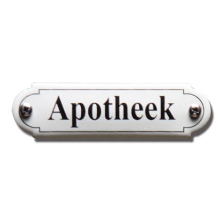 Emaille deurbordje 'Apotheek' gebold klassiek 80x22mm
