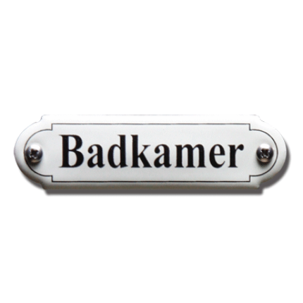 Emaille deurbordje 'Badkamer' gebold klassiek, 80x22mm