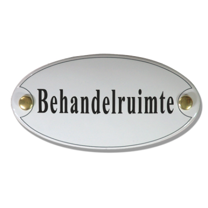 Emaille deurbordje 'Behandelruimte' ovaal