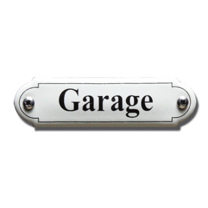 NP-KS-R1-8 TopEmaille Crème deurbordje 'Garage' klassiek gebold 80x22mm