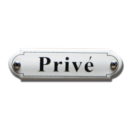 Emaille deurbordje 'Privé' gebold klassiek 80x22mm