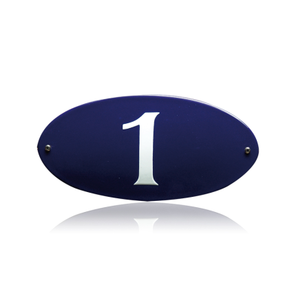 Emaille huisnummer blauw, 100 x 50 mm