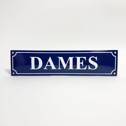 Emaille toilet bordje blauw 'Damestoilet' rechthoekig