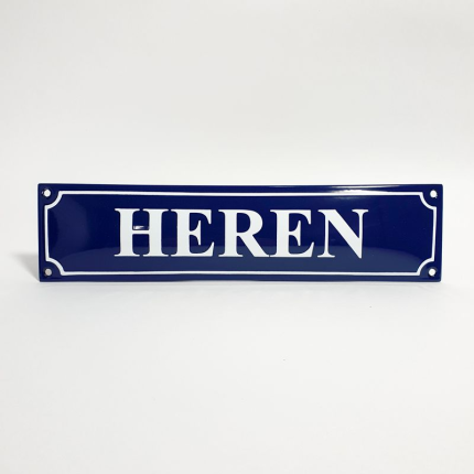 Emaille toilet bordje blauw 'Herentoilet' rechthoekig
