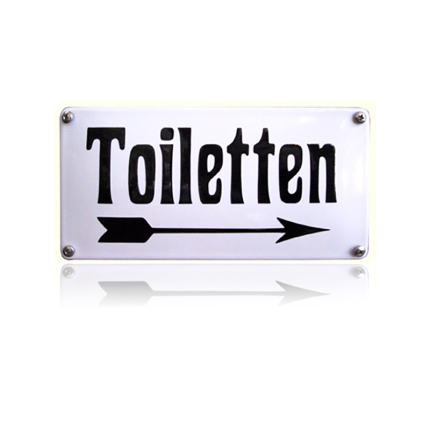 Emaille toilet bordje 'Toiletten' pijl naar rechts rechthoekig