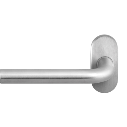 GPF1001.04L deurkruk op ovale rozet, 70x32x10mm Aka linkswijzend RVS