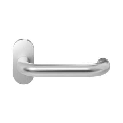 GPF1005.04 deurkruk op ovale rozet Hoa paar RVS, 70x32x10mm