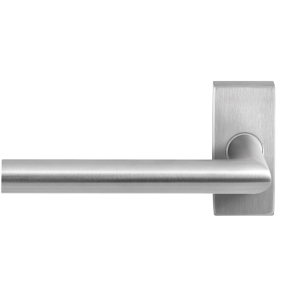 GPF1016.01L Toi deurkruk op rechthoekige rozet linkswijzend RVS, 70x32x10mm
