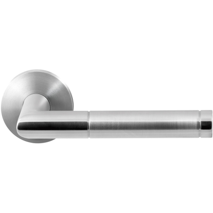 GPF1040.00 Kohu deurkruk op ronde rozet RVS, 50x8mm