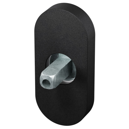 GPF1104.61.0400 ovaal rozet 70x32x10mm zwart met vastgelaste knopvastzetter