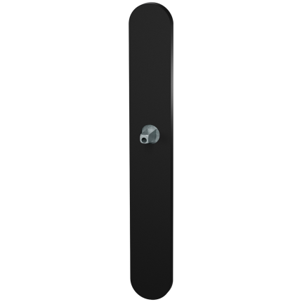 GPF1170.61.400 langschild XL afgerond blind zwart met vastgelaste knopvastzetter