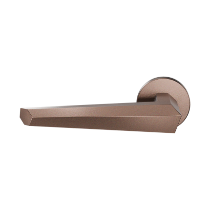 GPF3112.A2.00L Bronze blend deurkruk Rua op ronde rozet, linkswijzend
