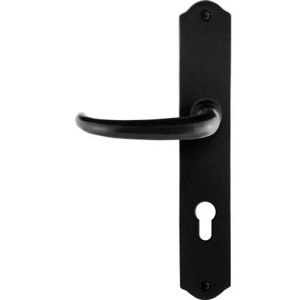 GPF6205.60L/R smeedijzer zwarte deurkruk Uhka op schild PC72 238x41x4mm, links-/rechtswijzend