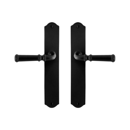 GPF6220.60 smeedijzer zwarte deurkruk Meri op schild, 238x41x4mm
