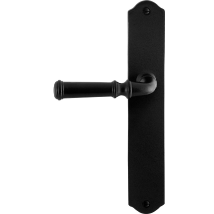 GPF6220.60L/R smeedijzer zwarte deurkruk Meri op schild 238x41x4mm, links-/rechtswijzend