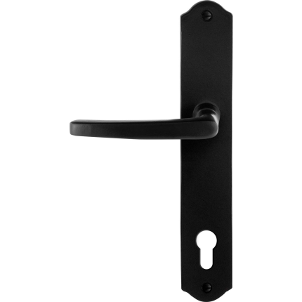 GPF6230.60L/R smeedijzer zwarte deurkruk Eno op schild PC92 238x41x4mm, links-/rechtswijzend