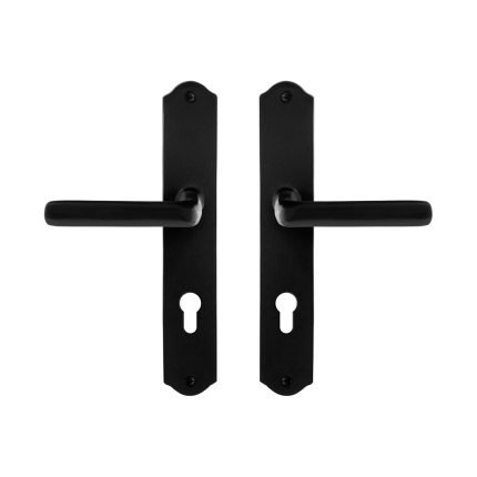 GPF6235.60 smeedijzer zwarte deurkruk Ilo op schild PC72, 238x41x4mm