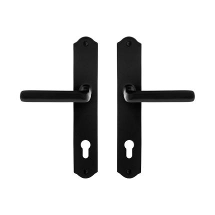 GPF6235.60 smeedijzer zwarte deurkruk Ilo op schild PC85, 238x41x4mm