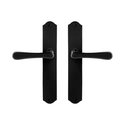GPF6240.60 smeedijzer zwarte deurkruk Paju op schild, 238x41x4mm