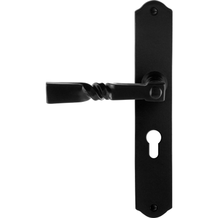 GPF6245.60L/R smeedijzer zwarte deurkruk Nokka op schild PC55 238x41x4mm, links-/rechtswijzend