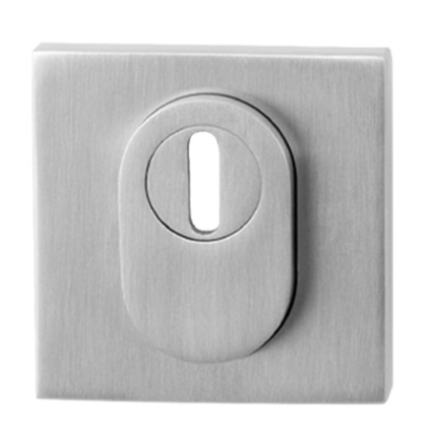 RVS geborsteld vierkante veiligheidsbuitenrozet 54 mm SKG*** met kerntrekbeveiliging