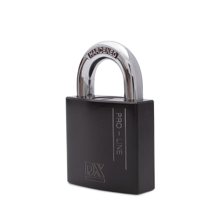 Hangslot met open beugel DX 72 mm verschillend sluitend, zwart