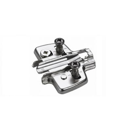 Hettich kruismontageplaat met vooraf gemonteerde euroschroeven staal vernikkeld 5x12mm