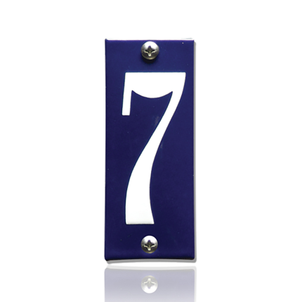 Huisnummer 7 emaille blauw, 40 x 100 mm