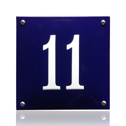 Huisnummer emaille blauw, 160 x 160 mm