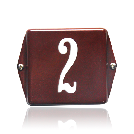 Huisnummer emaille rood, 60 x 60 mm
