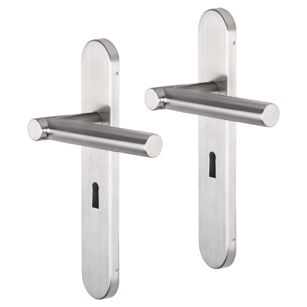 Impresso Alton deurkruk op schild afgerond 225x41x10mm BB56 RVS geborsteld
