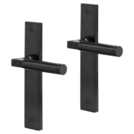 Impresso Aston deurkruk op schild met schroeven rechthoekig 226x41x10mm blind Zwart