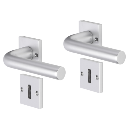 Impresso Bolton deurkruk op rozet met schroeven 53x53x9mm Aluminium met sleutelrozet