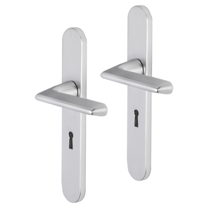 Impresso Bolton deurkruk op schild afgerond 225x41x10mm BB56 Aluminium