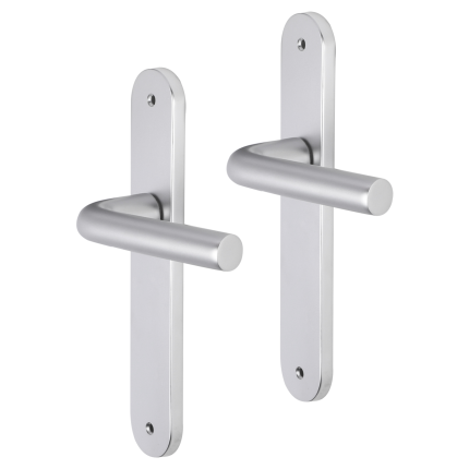 Impresso Bolton deurkruk op schild met schroeven afgerond 225x41x10mm blind Aluminium