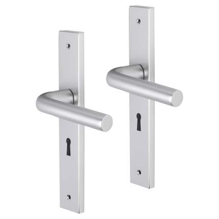 Impresso Bolton deurkruk op schild met schroeven rechthoekig 226x41x10mm BB56 Aluminium