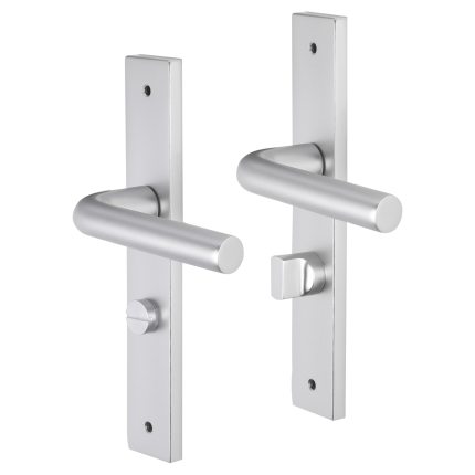 Impresso Bolton deurkruk op schild met schroeven rechthoekig 226x41x10mm WC63/8 Aluminium