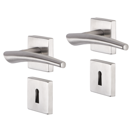 Impresso Boston deurkruk op rozet 53x53x9mm RVS geborsteld met sleutelrozet