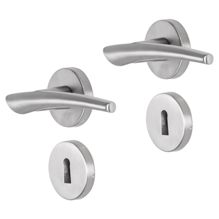 Impresso Boston deurkruk op rozet 53x9mm RVS geborsteld met sleutelrozet