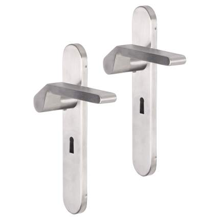 Impresso Boston deurkruk op schild afgerond 225x41x10mm BB56 RVS geborsteld