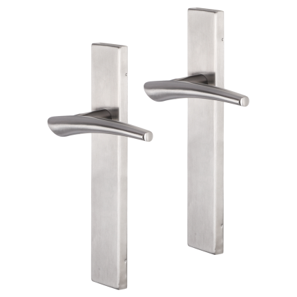 Impresso Boston deurkruk op schild rechthoekig 226x41x10mm blind RVS geborsteld