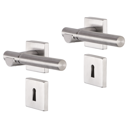 Impresso Bretton deurkruk op rozet 53x53x9mm RVS geborsteld met sleutelrozet