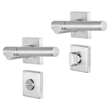 Impresso Bretton deurkruk op rozet 53x53x9mm RVS geborsteld met toiletgarnituur