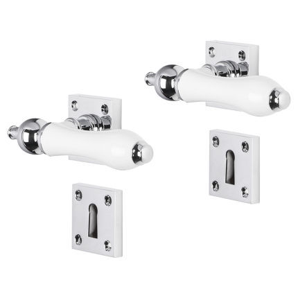 Impresso Brisbane deurkruk op rozet met schroeven 53x53x9mm Chroom met sleutelrozet